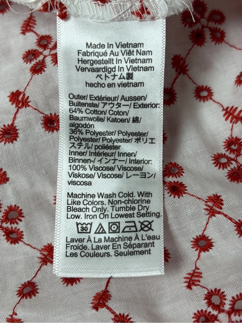J. Crew Mini Eyelet Shirt Dress Crimson White Cotton Fit Flare Floral Size 12NWT